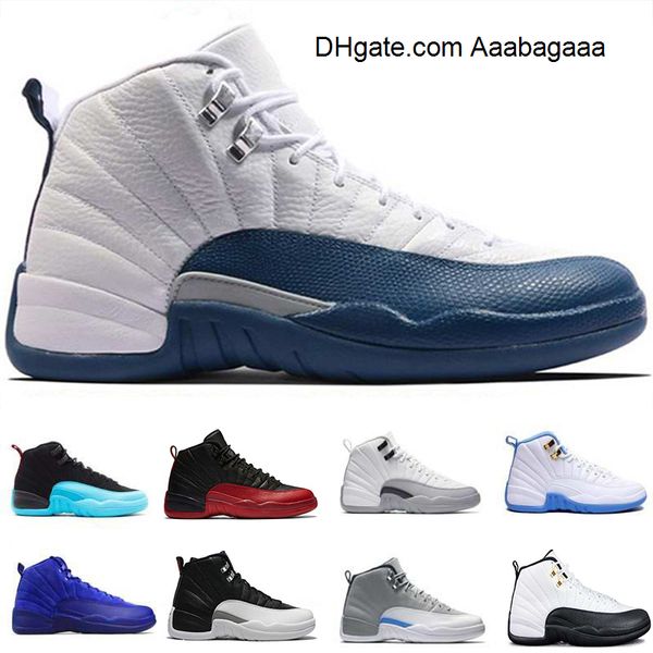 

new 12 men basketball shoes dark grey gamma blue playoffs high wolf wool grey gs barons sports french blue gym red sneaker