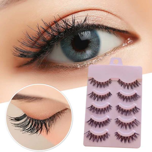 

5 pairs of handmade false eyelashes eyetails lengthened thick upper natural lysaincross eyelashes r0l7