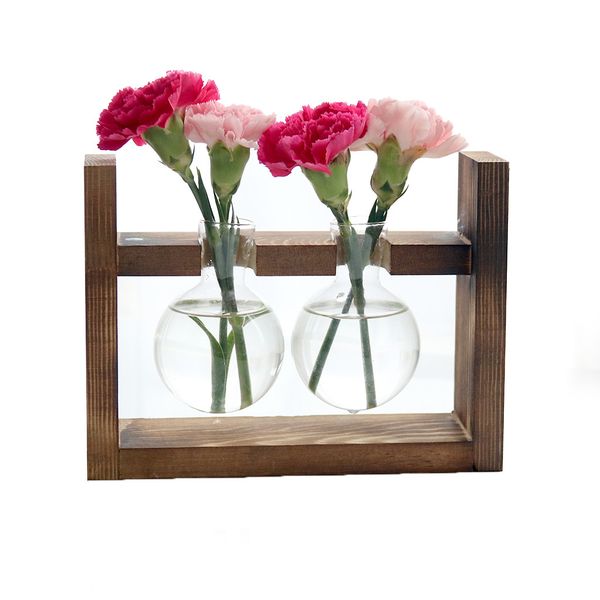 

creative hydroponic plant transparent vase wooden frame coffee shop room decor nordic decoration home accessories modern vases