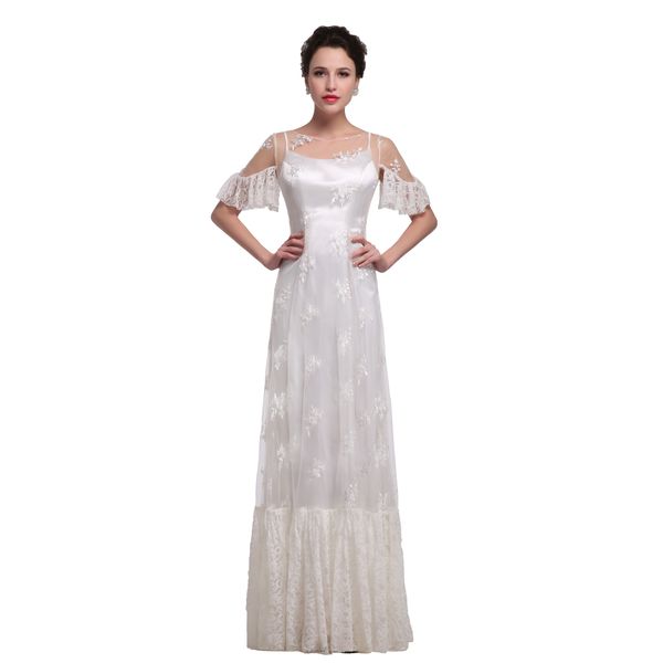 

2021 wedding dresses plus size bridal gowns a-line lace read pictures ivory beach country western wedding dresses, White