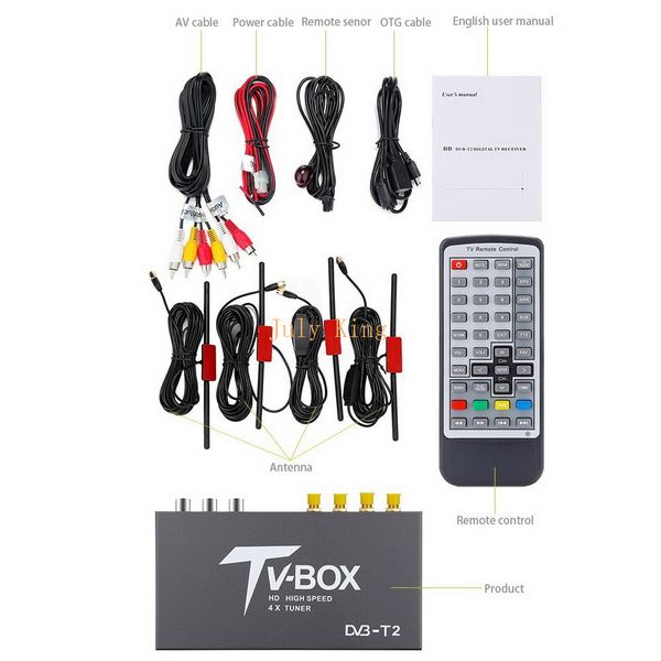 

four antennas dvb-t2 car digital hd tv receiver, dvb-t2 receiver hdmi tv tuner support 160km/h mpeg-1 / -2 / -4, h.264 decoder