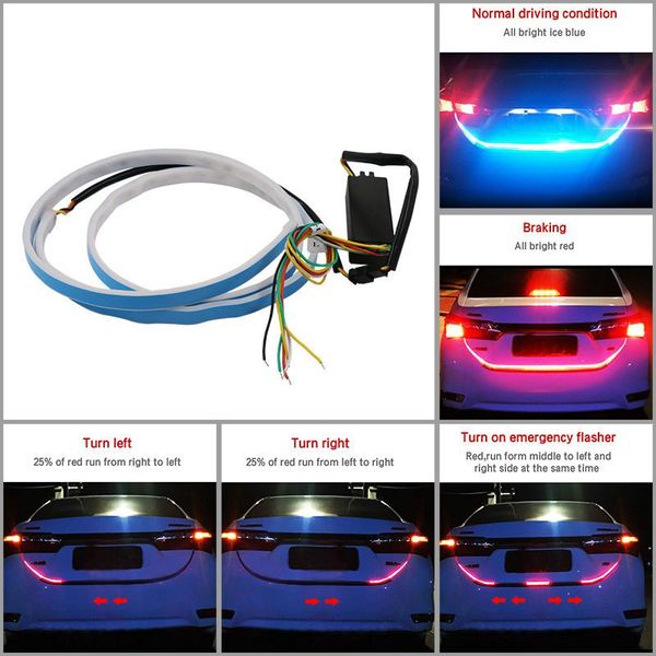 

48 inch universal 5 mode car led tail strip light, 12v for running light, turn signal brake reverse doubl
