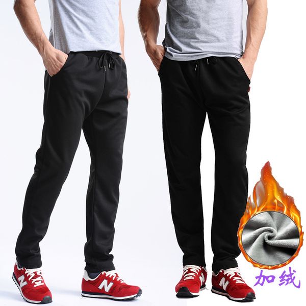 

pants men autumn and winter add downy thicken sports guard pants men plus-size loose warm casual haren men's wear, Black