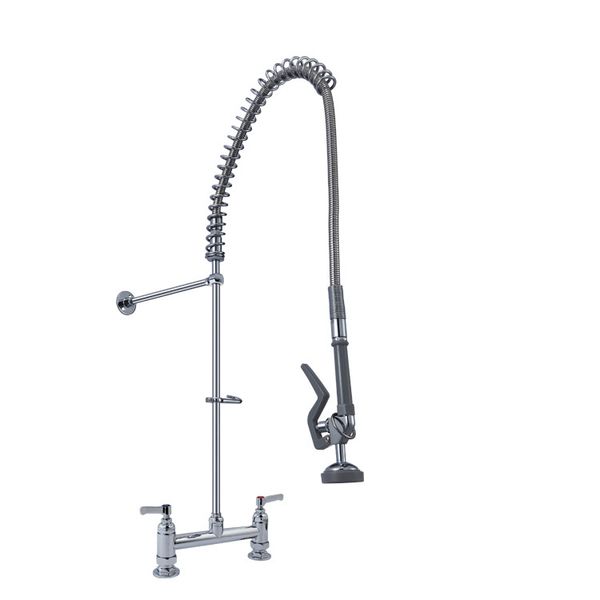 

double-hole pull mixed faucet double temperature and cold screw spool brass casting commercial counterinstallation chrome finish