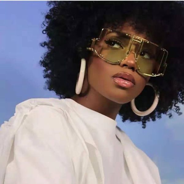

2020 oversized rimless sunglasses punk metal women vintage luxury fashion onepiece men sunglasses gafas glasses uv400 new, White;black