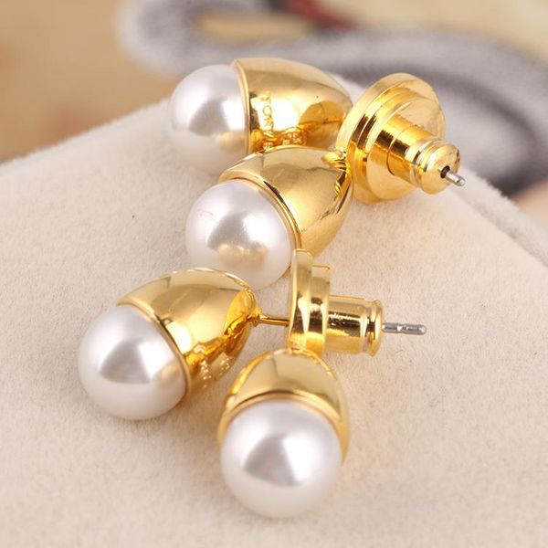 

blue strip pearl beads in 1.5cm and 0.9cm stud earring 18k gold plated women jewelry white color ps5675