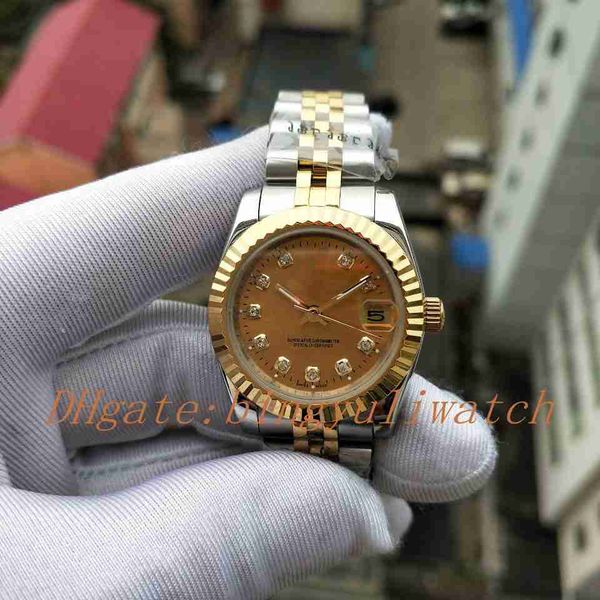 

factory real shooting ladies datejust gold diamond dial classic 26mm 279173 automatic women's watch watches original box, Slivery;brown