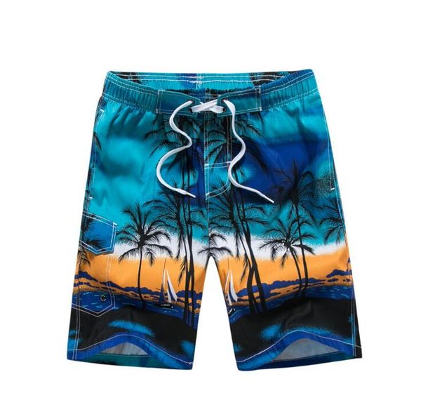 

Hawaii Printing Men Board Shorts Casual Summer Quick Dry Beach Shorts Knee-Length Man Straight Pants