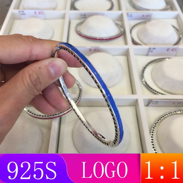 

lism [wholesale] s925 sterling silver 2019 winter new 1: 1 rose blue enamel bracelet fashion lady gift diy original jewelry, Black