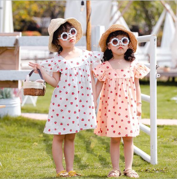 

2020 selling baby girls printed dress fashion summer kids girls dresses 1-6 years, Red;yellow