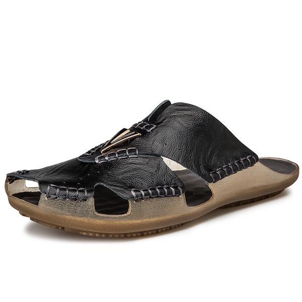 

2019 summer fashion slip-on out-door beach breathable sandal men sole peep-toe antiskid leisure slippers, Black