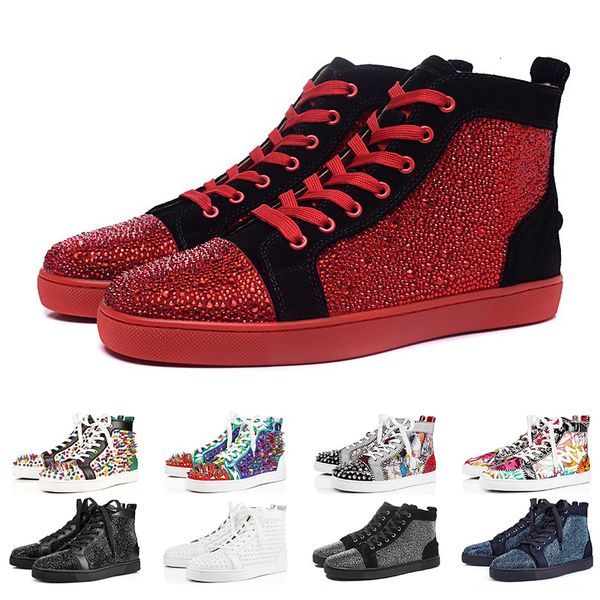 

designer brand shoes spike calf low cut dress red bottom sneakers luxury party wedding genuine leather brand spikes lace-up casual shoes