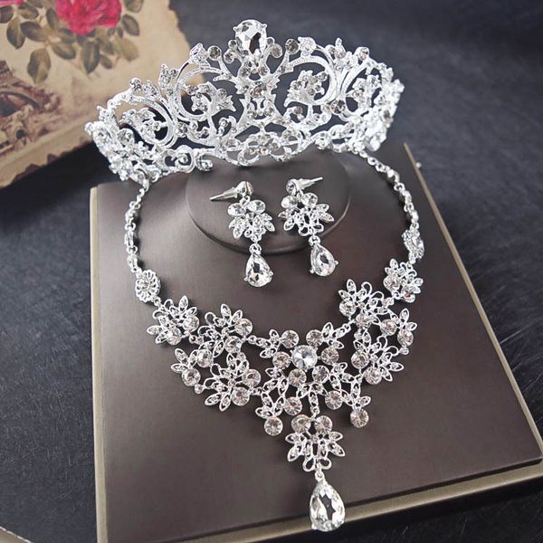 

лучшие продажи кристалл из бисера свадебные ожерелья корона серьги наборы вечерние вечеринки ювелирные изделия формальные события свадебные, White