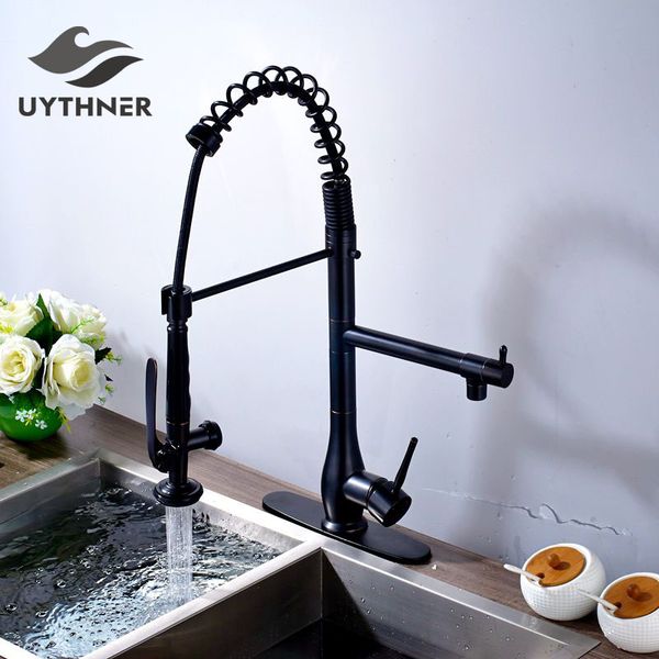 

uythner superior quality heighten solid brass oil rubbed bronze kitchen faucet mixer tap sharp handle + round cover plate