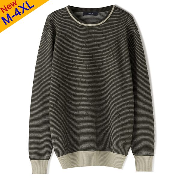 

muls brand sweaters men pullovers male 2019 autumn crew-neck rhombus sweater jumper winter spring argyle checked cotton knitwear, White;black
