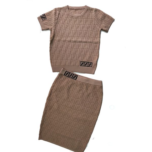 

2019 new pring ummer knitted f letter jacquard t hirt and for women fa hion kirt 2 piece et 121908