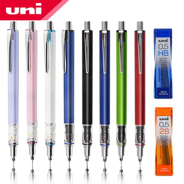 

1pcs japan uni m5-559 rotating mechanical pencil + pencil lead hb-2bÂ 0.5mm low gravity professional drawing activity, Blue;orange