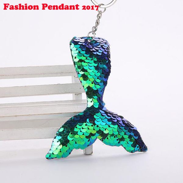 

designer cute chaveiro mermaid fishtail keychain glitter pompom sequins key chain gifts for women llaveros car bag accessories key ring, Silver