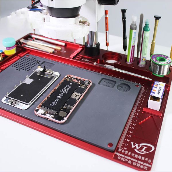 

multifunctional aluminum alloy pad for microscope high heat resistant maintenance mat for phone repair platform