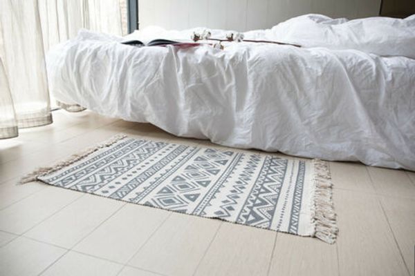 

Handmade Coffee table foot pad Block Printed Thick Rugs Floor Mat Carpet