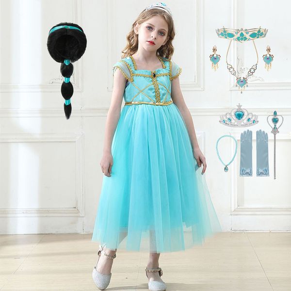 

2020 новое лето жасмин рождество хеллоуин принцессы платье девушки необычные платья аладдина лампы жасмин косплей костюмы дети, Red;yellow