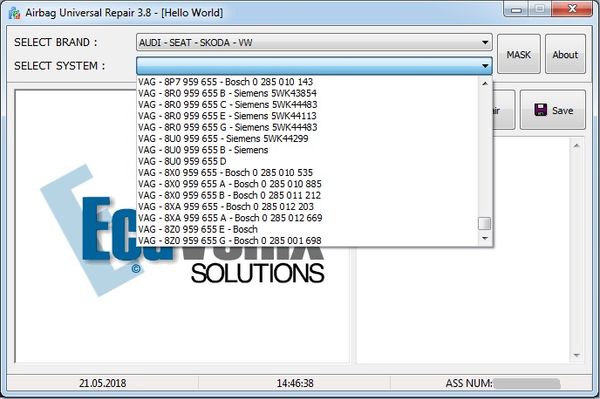 

airbag universal repair 3.8 2018 version 56 brand 4000 compatible system