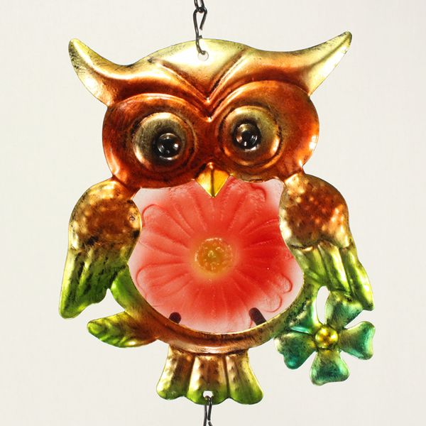

2 шт сова окрашенный металл висит suncatcher windchime garden home