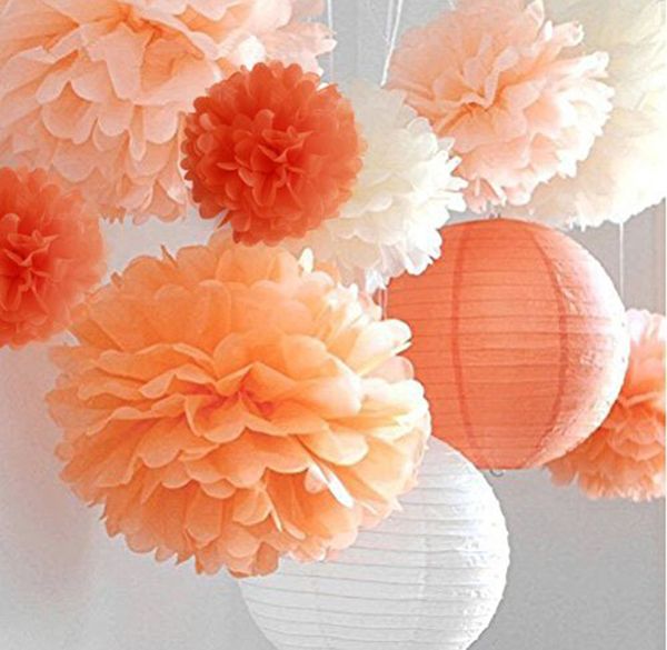 50 PCS MOQ Colorido Pendurado POM POMS KIT Bola de Papel Em Forma de Flor para o Casamento, Aniversário, Chá de bebê, Decoração Do Berçário, Flor de Tecido