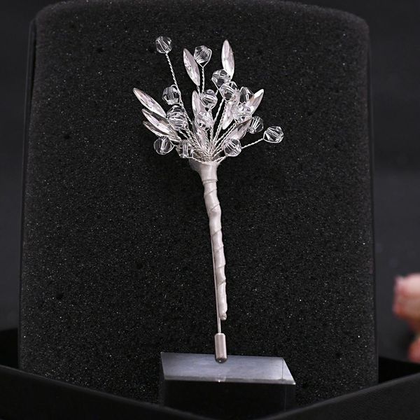 

youlapan sparkly women pins jewelry gift silver groom boutonniere rhinestone bridal brooch party man suit corsage hxz04 swxeu, Black;gray