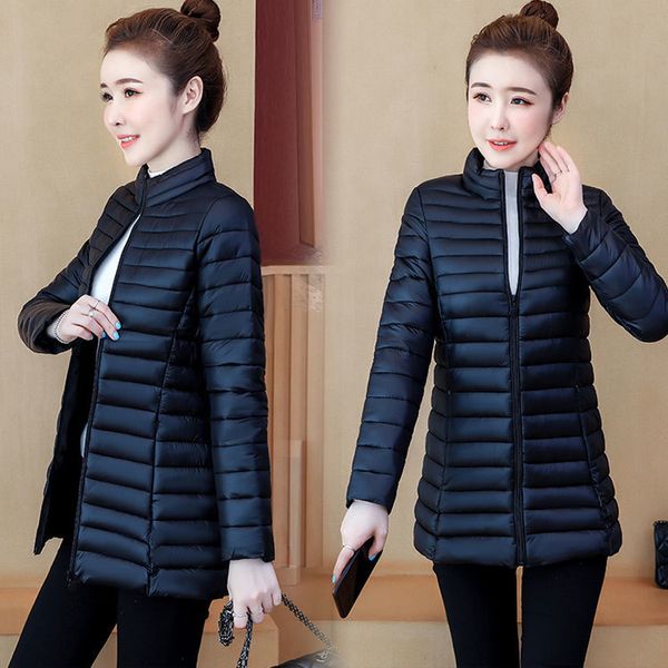 

clothes girls long fund 2019 self-cultivation thin down cotton season ma'am frivolous a stand lead cotton-padded jacket, Black