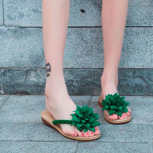 

summer shoes woman beach flip flops roma flower flat home slippers women casual outdoor slippers women shoes zapatos de mujer, Black