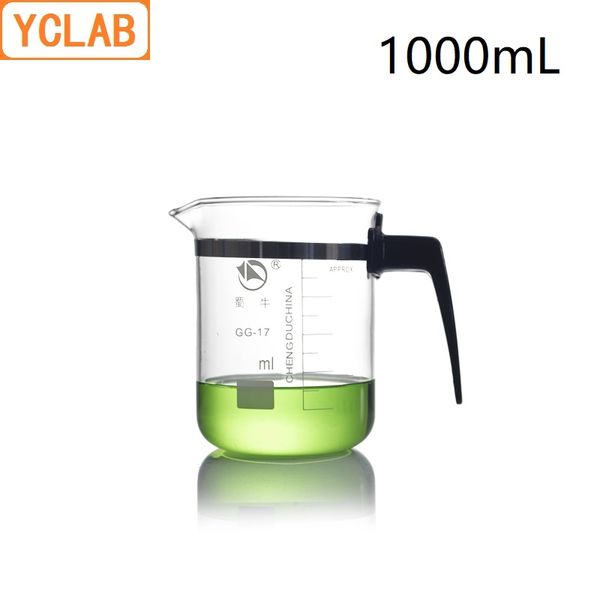 Laborzubehör 1000ml Becherglas Niedrigform GG - 17 Glas 1L mit Graduation Kunststoffgriff Auslauf Messschale Laborchemie Ausrüstung