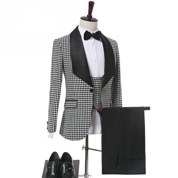 

handsome one button groomsmen shawl lapel groom tuxedos men suits wedding/prom/dinner man blazer(jacket+pants+tie+vest) 1019, Black;gray