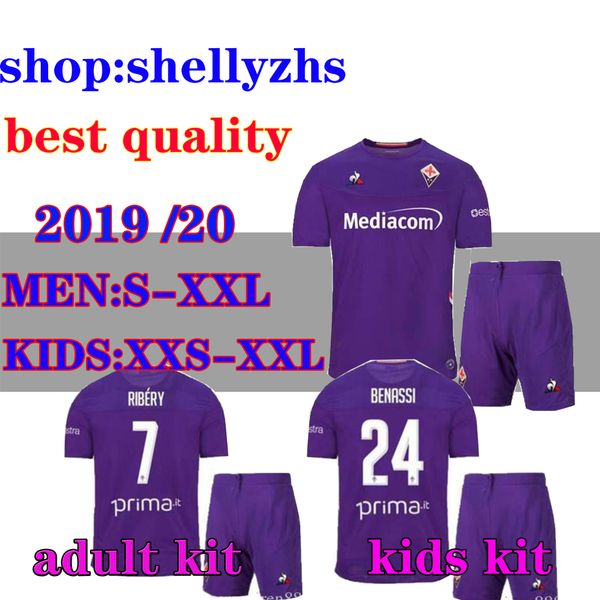 

взрослый комплект + детский комплект 20 fiorentina футбол трикотажные home pezzella chiesa milenkovic 2019 2020 рибери maglia lirola педро ч, Black
