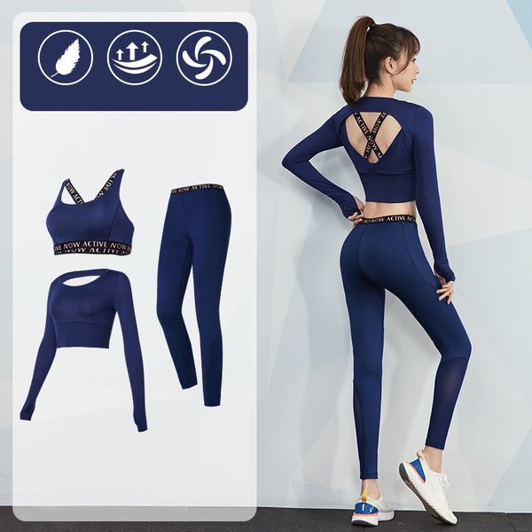 

бренд тренажерный зал йога комплект одежды женский спортивный костюм фитнес леггинсы сексуальный укороченный топ открытый бег бег трусцой тр
