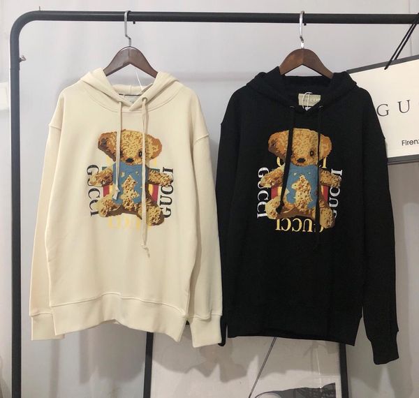 

19fw luxurious italy brand design hooded hoodie men women fashion bear print casual streetwear sweatshirts outdoor sweatshirt, Gray;blue