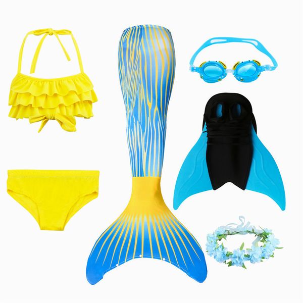 

newfancy little mermaid tails with fins mermaid swimming tails for kids girls summer beach wear swimsuits flipper, Black;red