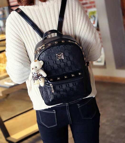 

designer- new fashion korean ladies backpacks soft pu schoolbag casual shoulders bag for girls waterproof 22*30*10cm