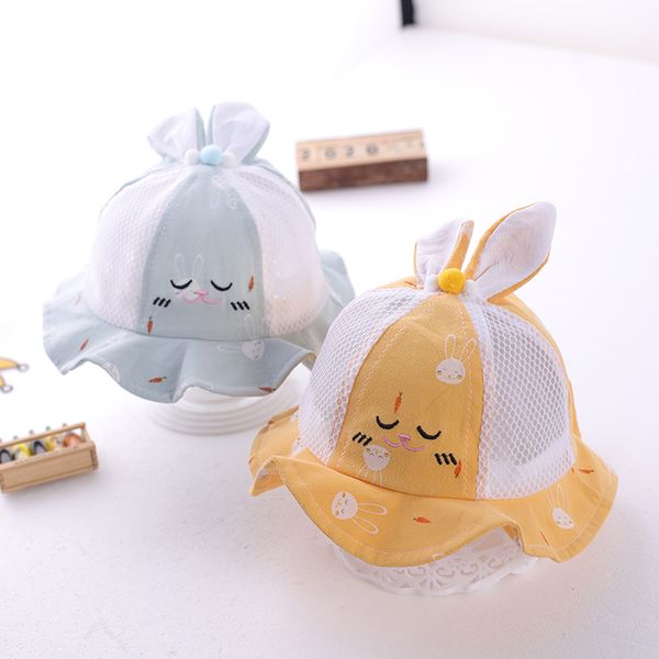 

baby summer thin sun hat mesh sunscreen, Yellow