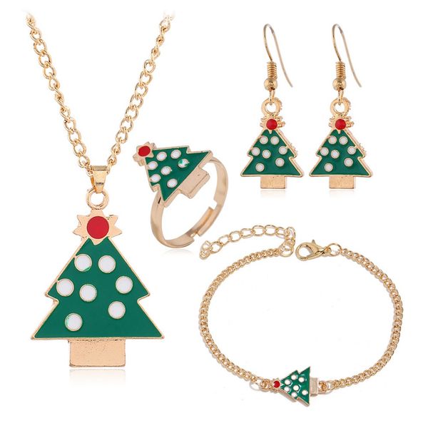 

christmas jewelry sets santa claus xmas tree wreath bells boots gifts box snowman snowflake elk necklace earrings jewellery set, Silver