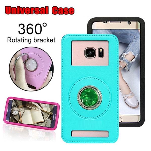 

360 degree ring kick tand univer al pu leather ilicone phone ca e cover for iphone x max xr x 8 7 am ung 10 10 plu 10e 9 3 5 to 6 0