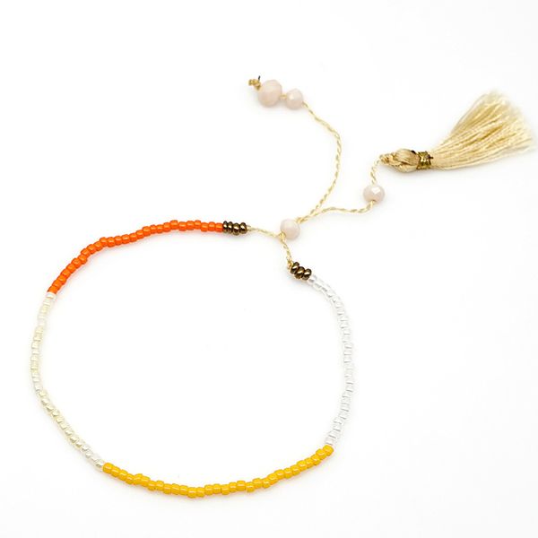 

fashion red seed beads charm bracelet for women handmade tassel bracelet femme couple jewelry, Golden;silver