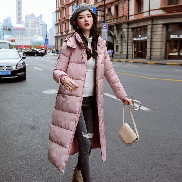 

new plus size jackets 2019 fashion women winter coat long slim thicken warm jacket cotton padded jacket outwear parkas, Black