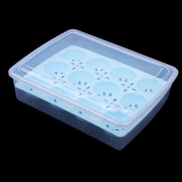 

covered egg holder stackable refrigerator egg storage bin with lid, 12 eggs tray