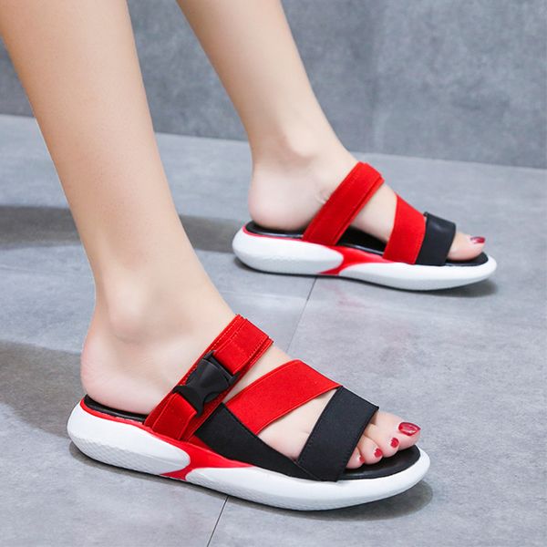 

shoes woman 2020 womens slippers outdoor luxury slides platform pantofle soft designer new flat summer rome basic rubber pu, Black