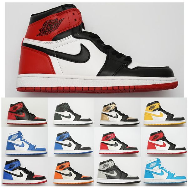 

(бесплатная доставка)Air Jordan ретро обувь 1 Мужчины Женщины оттенок разводят запрещенную любовь тень Чикаго Royal UNC OG баскетбольная обувь 1s кроссовки