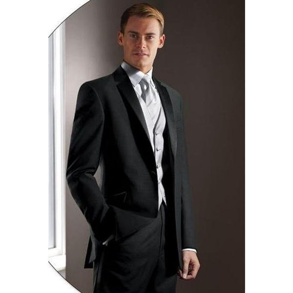 

сшитое мужские костюмы groomsmen нотч groom tuxedos black wedding best man костюм (куртка + брюки + жилет, White;black