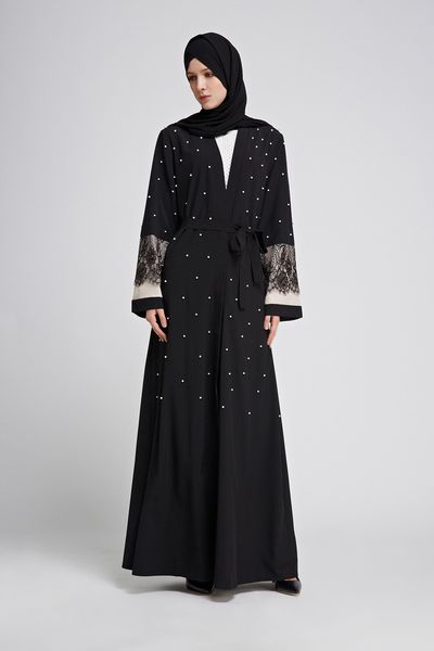 

factory price muslim women black open abaya plus size islamic women patchwork long sleeved dubai abaya, Red
