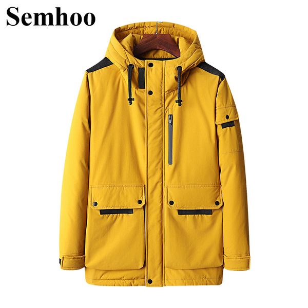 

2019 winter new men's jacket hooded thick warm cotton coat fashion simple casual loose tooling down jacket plus size m--4xl, Black
