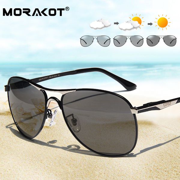 

morakot driving pchromic sunglasses men polarized chameleon discoloration sunglasses for men masculino p008722, White;black